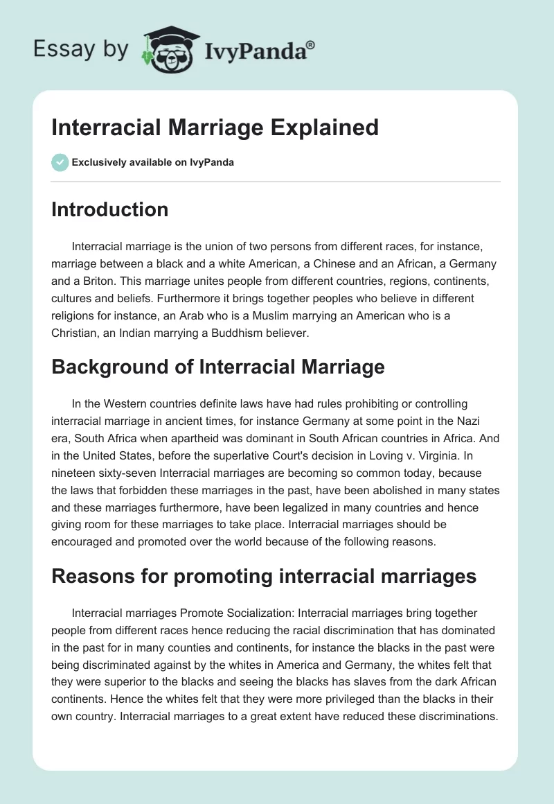 Interracial Marriage Explained. Page 1