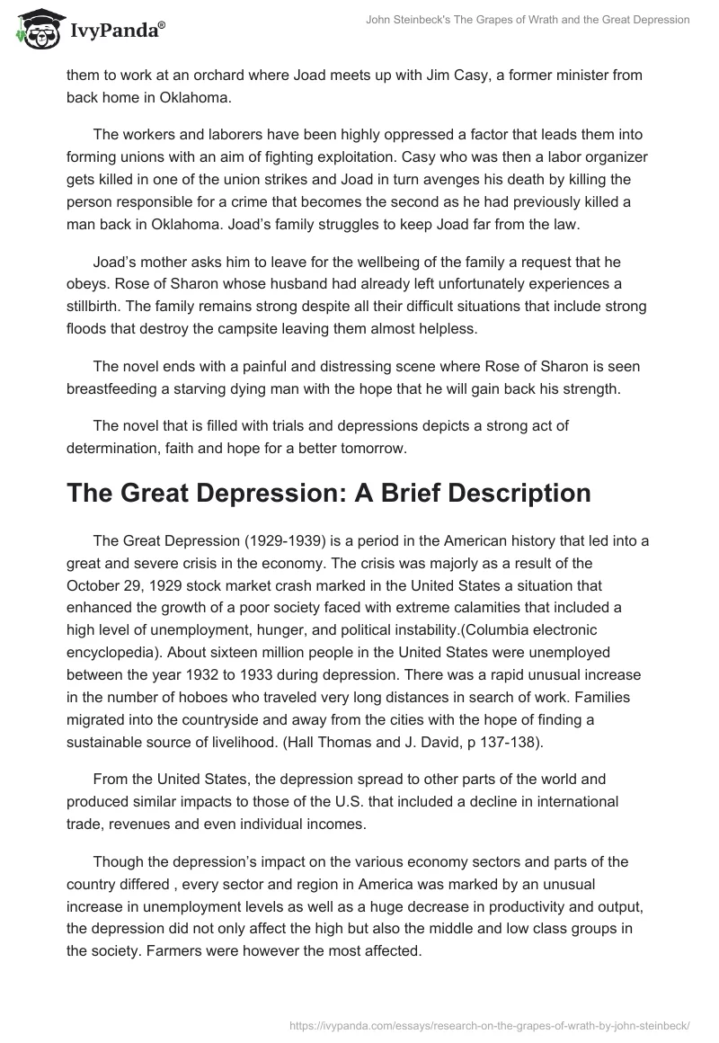 John Steinbeck's "The Grapes of Wrath" and the Great Depression. Page 2