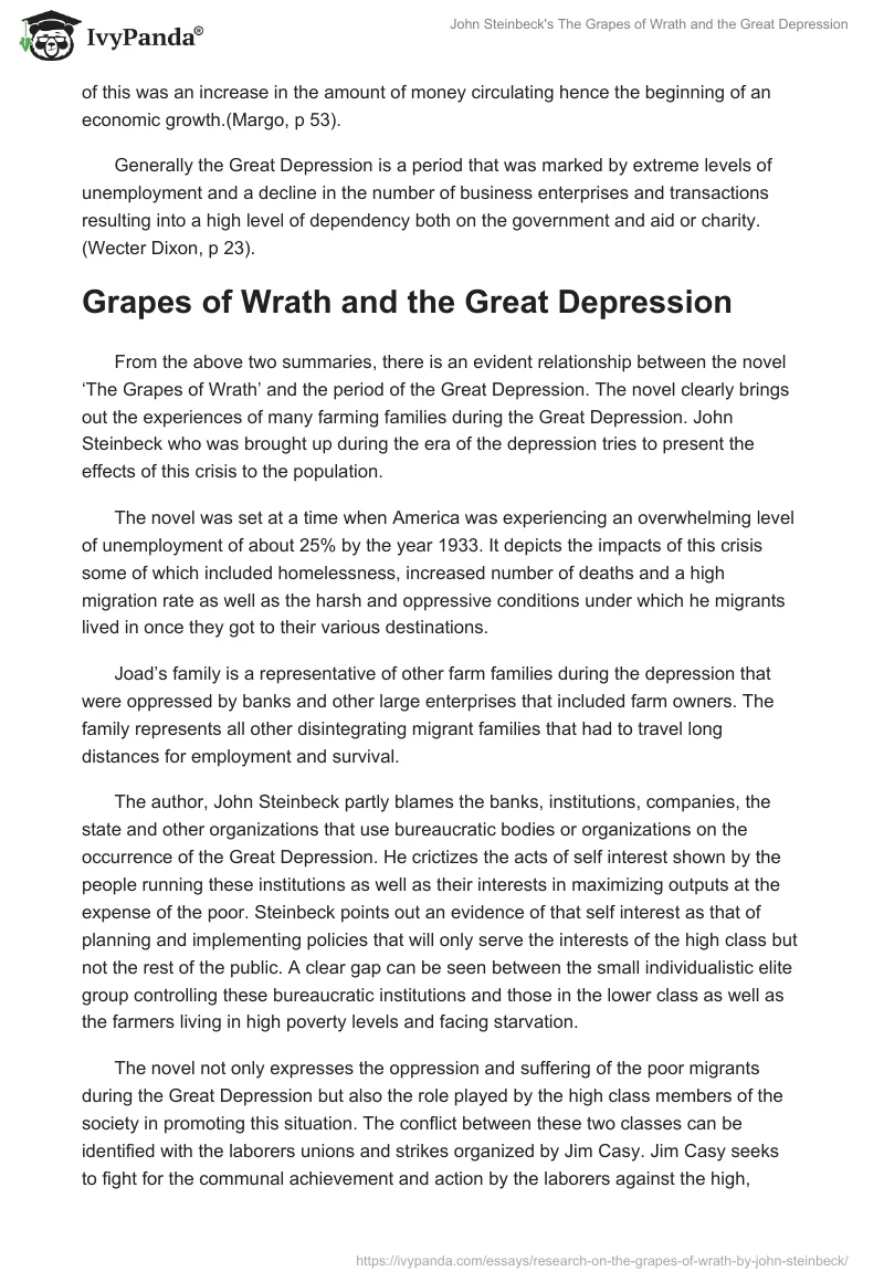 John Steinbeck's "The Grapes of Wrath" and the Great Depression. Page 4