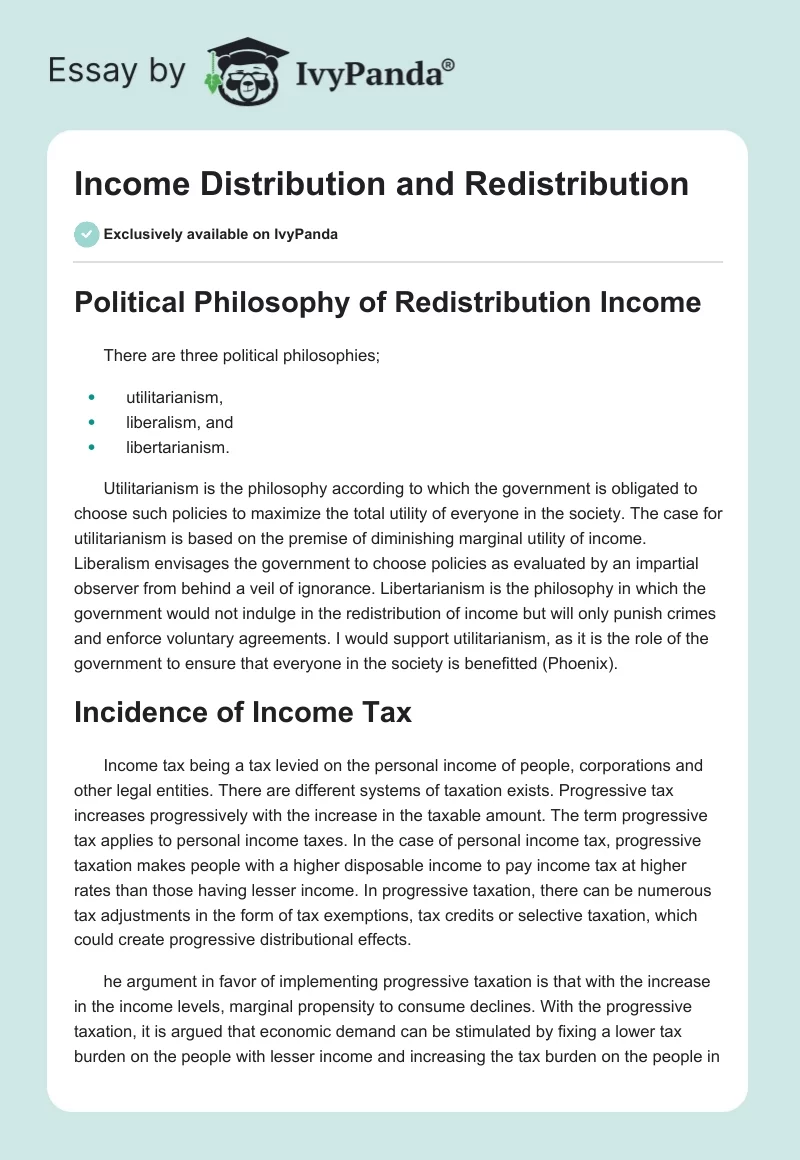 Income Distribution and Redistribution. Page 1
