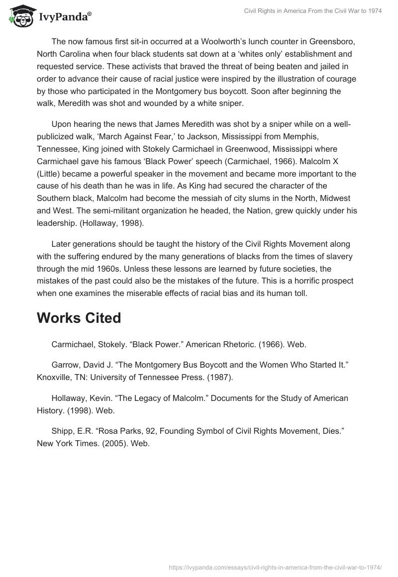 Civil Rights in America From the Civil War to 1974. Page 2