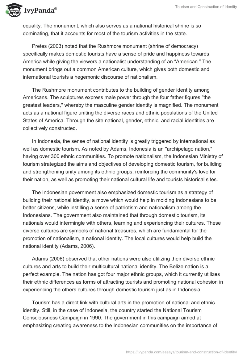 Tourism and Construction of Identity. Page 2