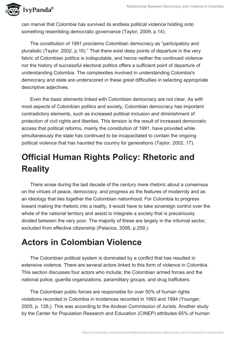 Relationship Between Democracy and Violence in Colombia. Page 2