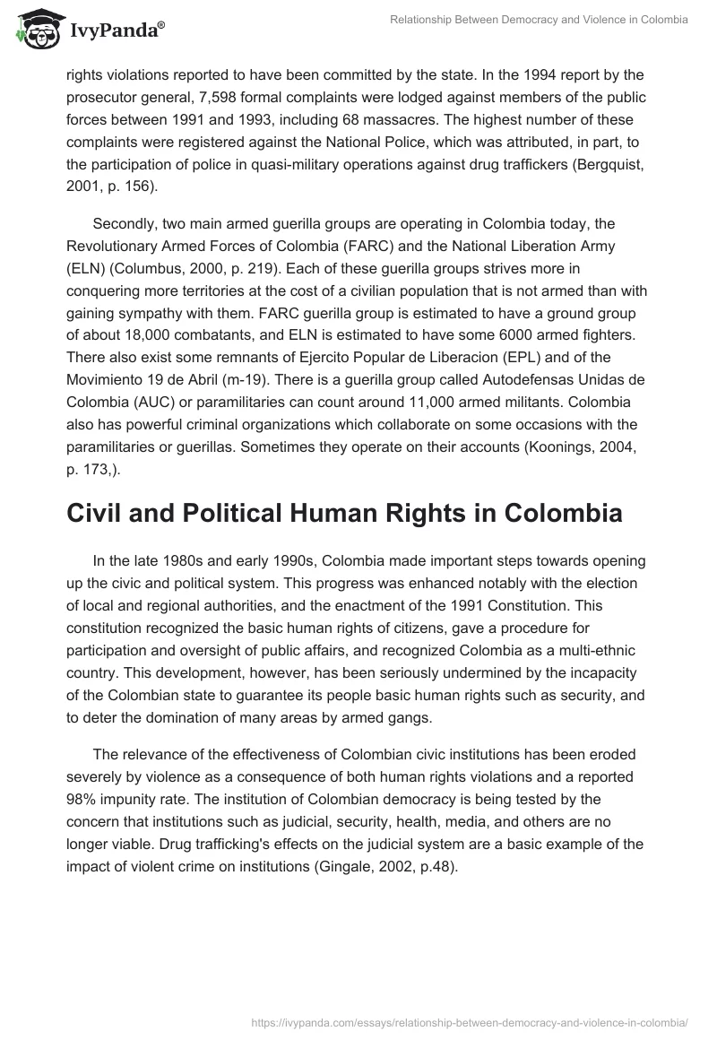 Relationship Between Democracy and Violence in Colombia. Page 3