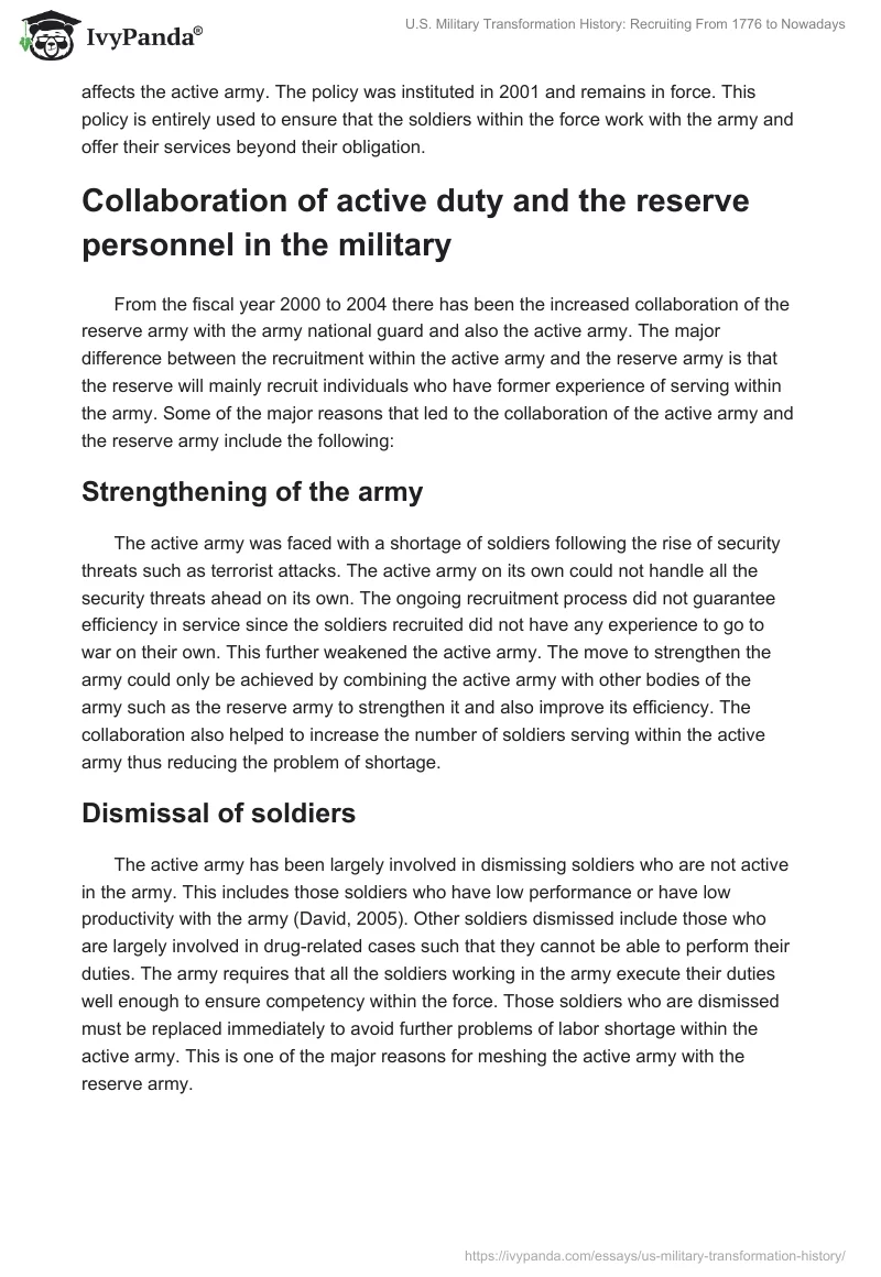 U.S. Military Transformation History: Recruiting From 1776 to Nowadays. Page 3
