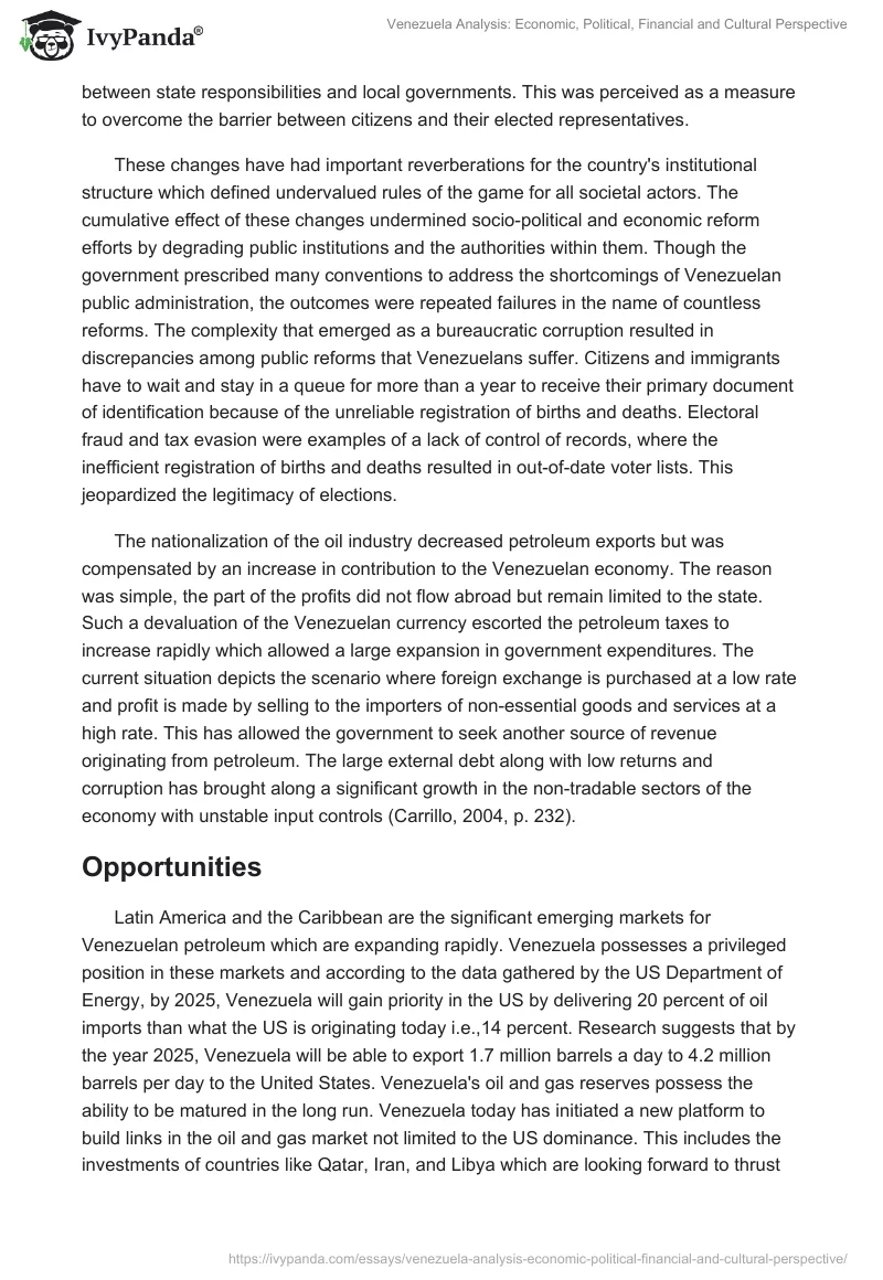 Venezuela Analysis: Economic, Political, Financial and Cultural Perspective. Page 3