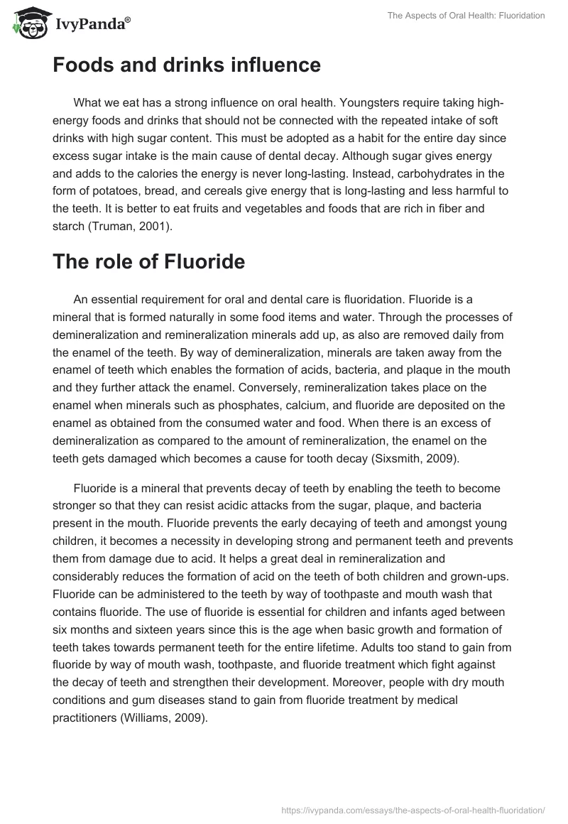 The Aspects of Oral Health: Fluoridation. Page 2