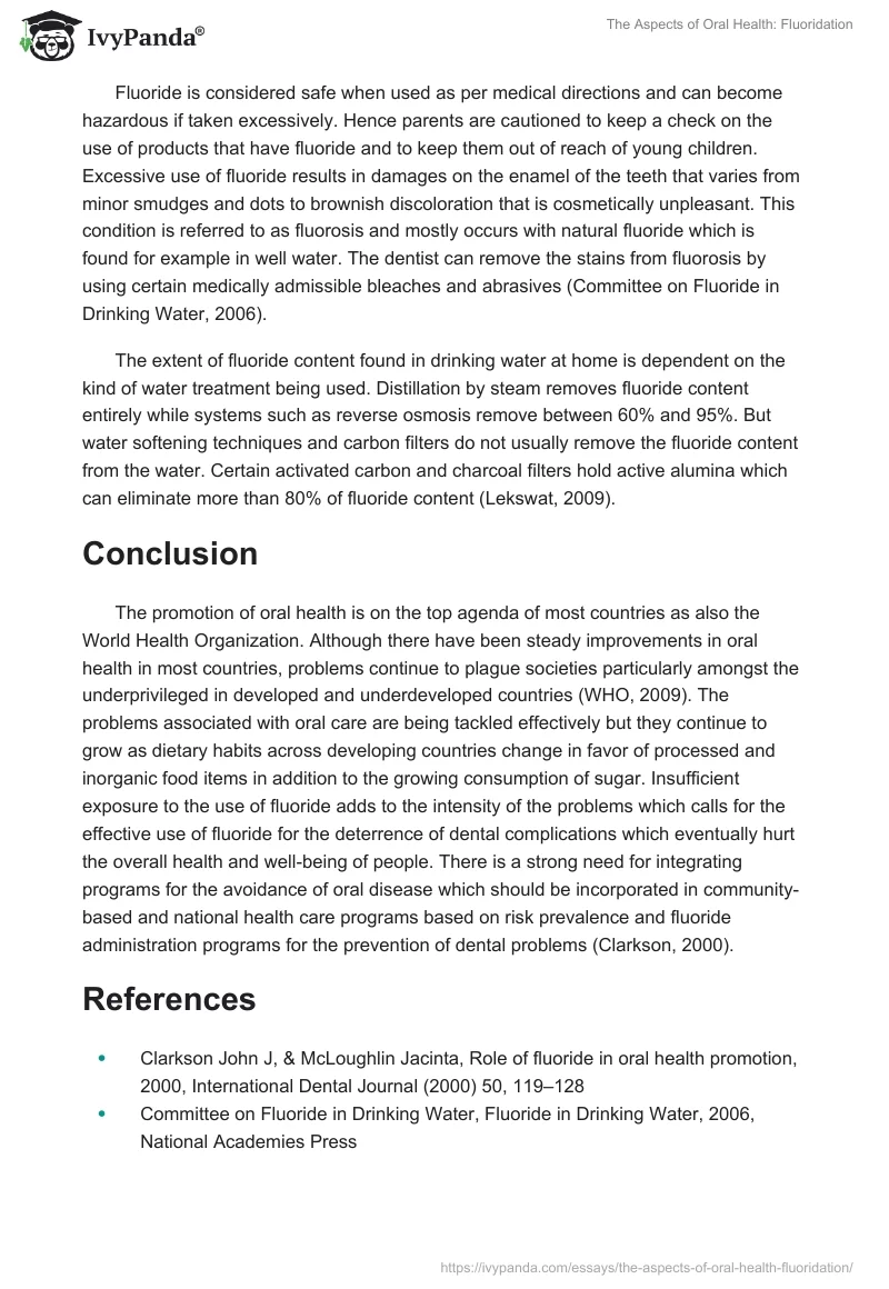 The Aspects of Oral Health: Fluoridation. Page 3
