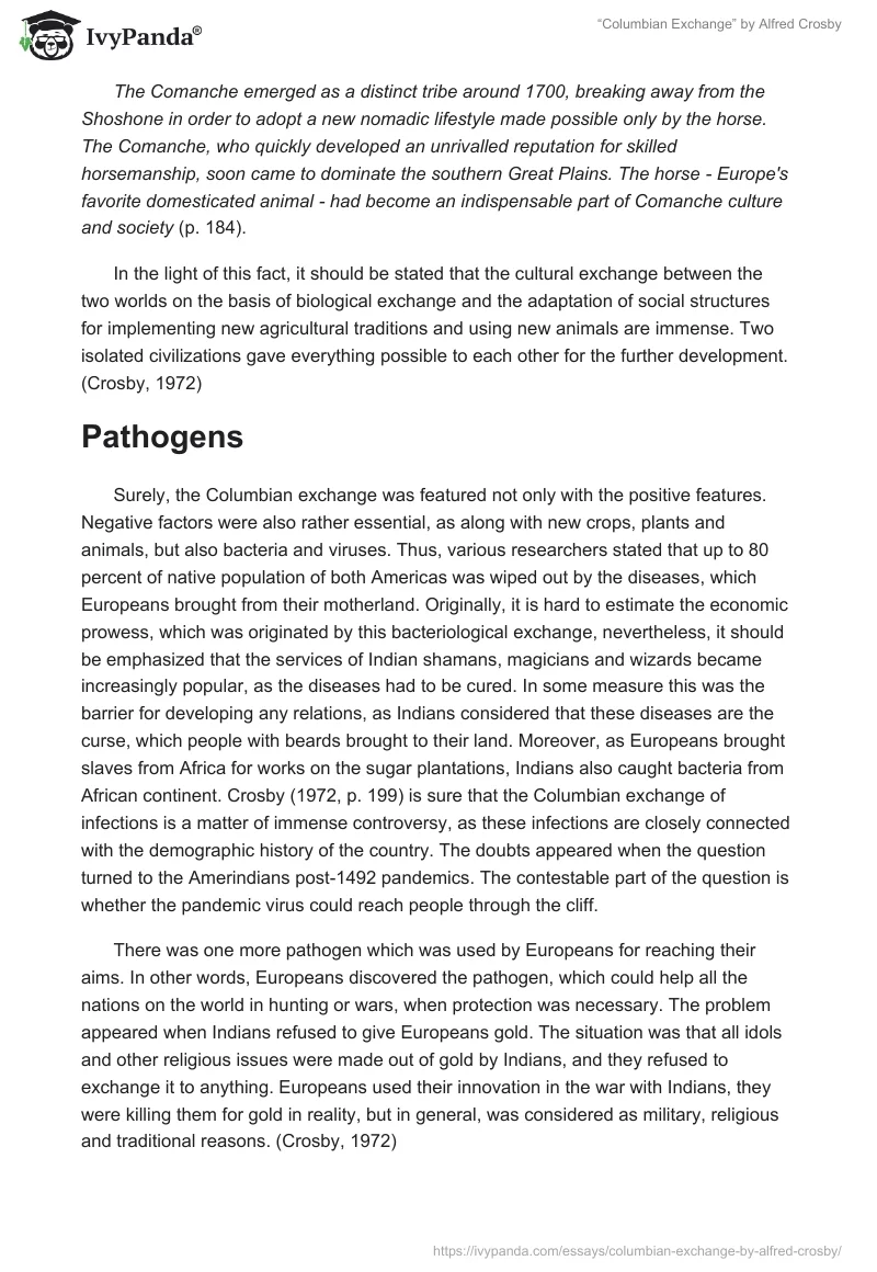 “Columbian Exchange” by Alfred Crosby. Page 3