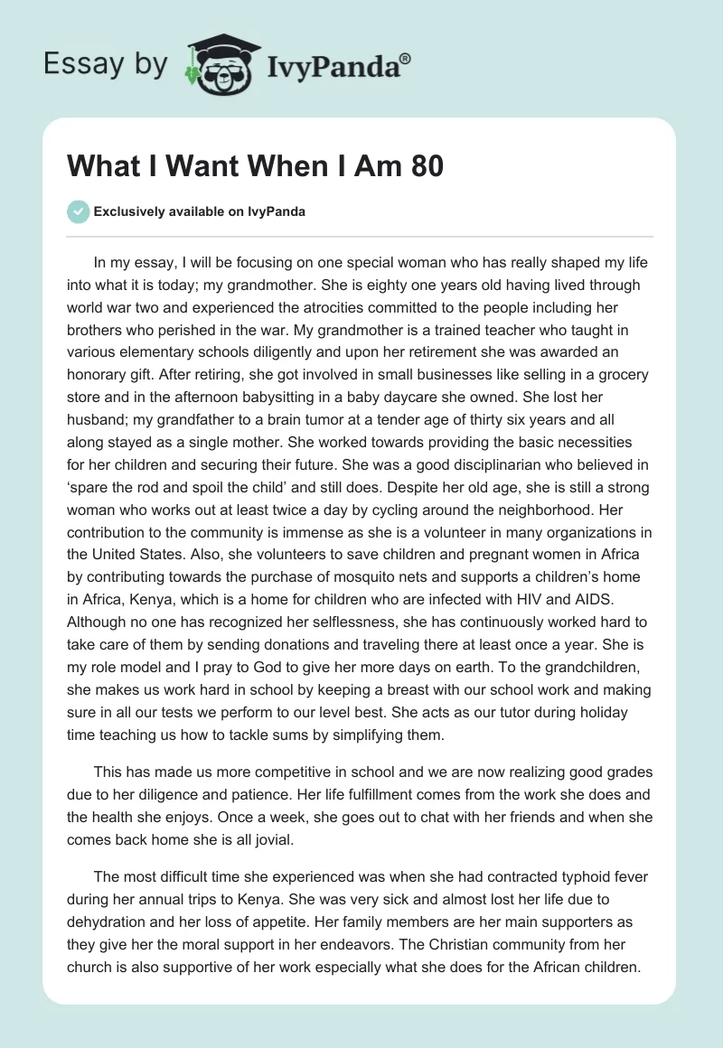 What I Want When I Am 80. Page 1