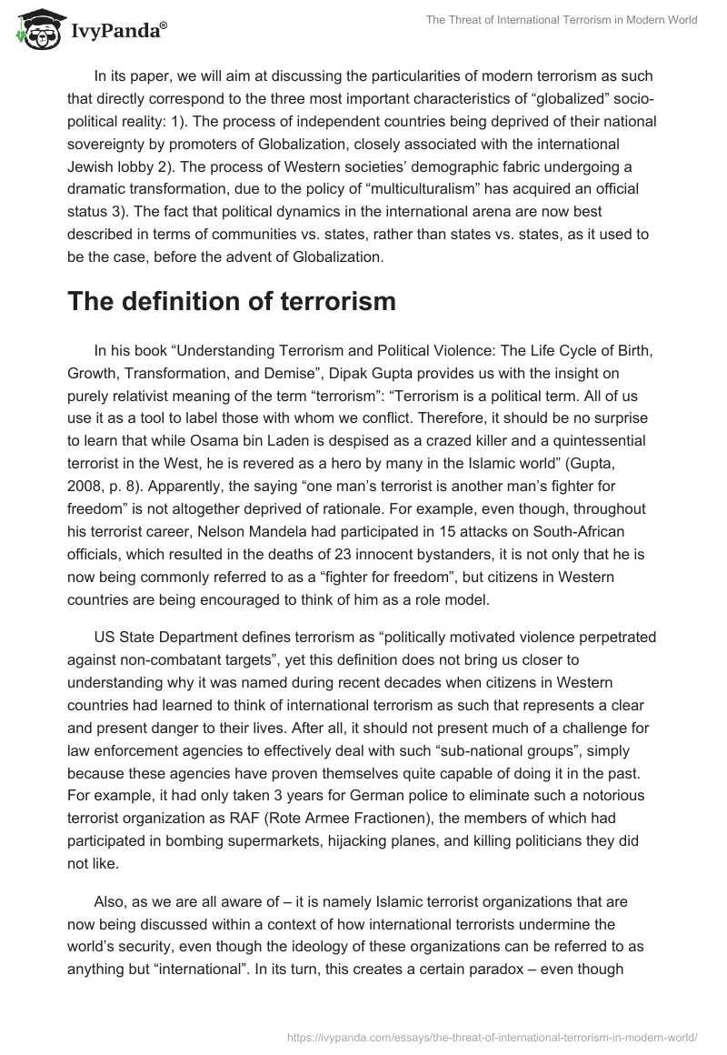 The Threat of International Terrorism in Modern World. Page 2
