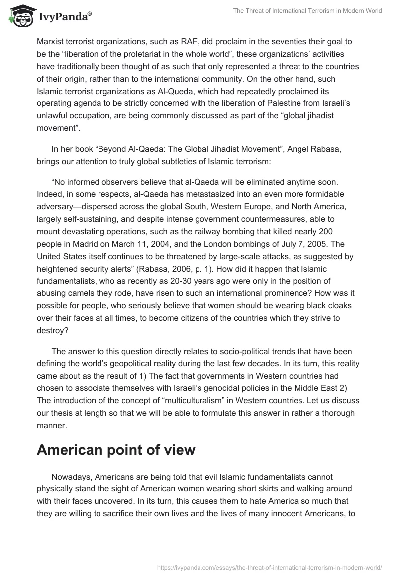 The Threat of International Terrorism in Modern World. Page 3