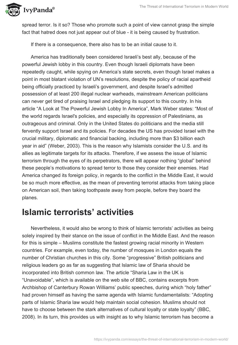 The Threat of International Terrorism in Modern World. Page 4