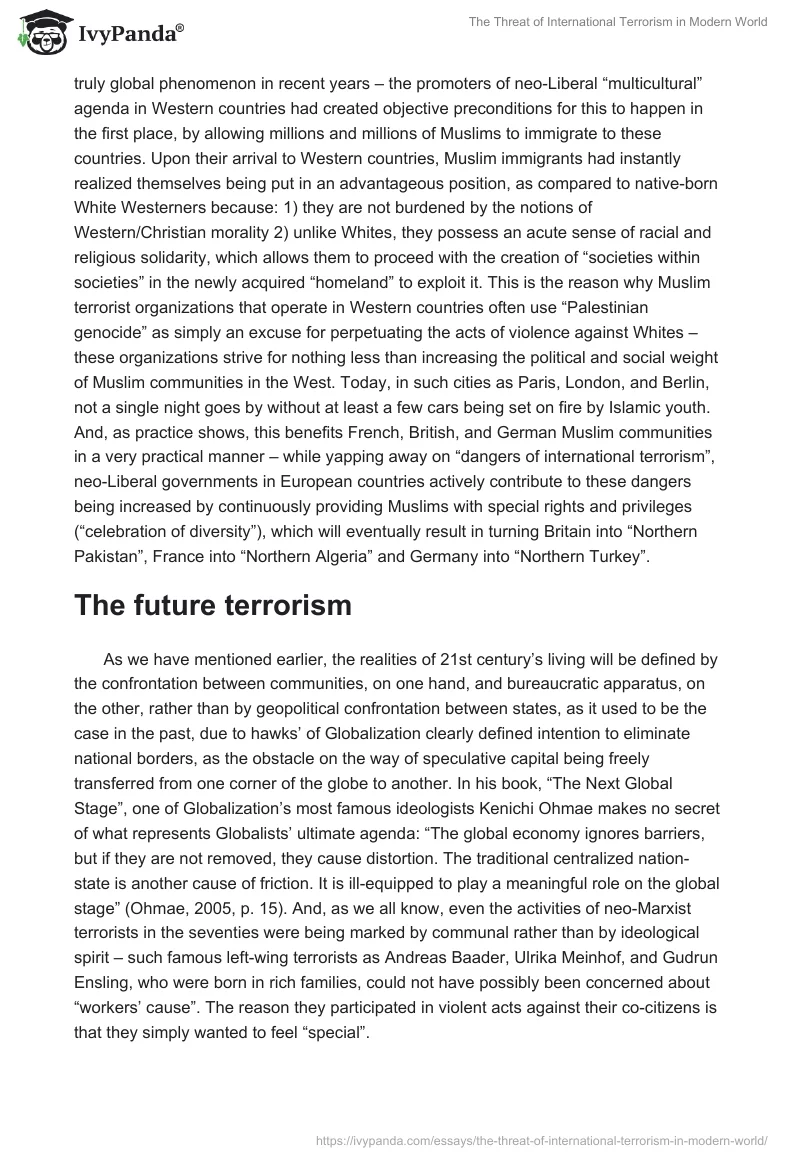 The Threat of International Terrorism in Modern World. Page 5
