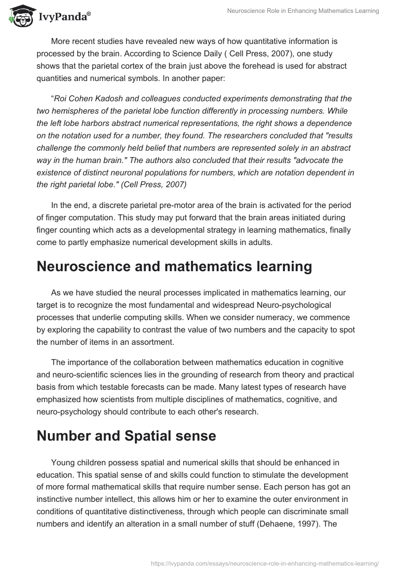 Neuroscience Role in Enhancing Mathematics Learning. Page 3