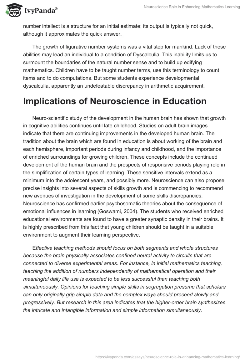 Neuroscience Role in Enhancing Mathematics Learning. Page 4