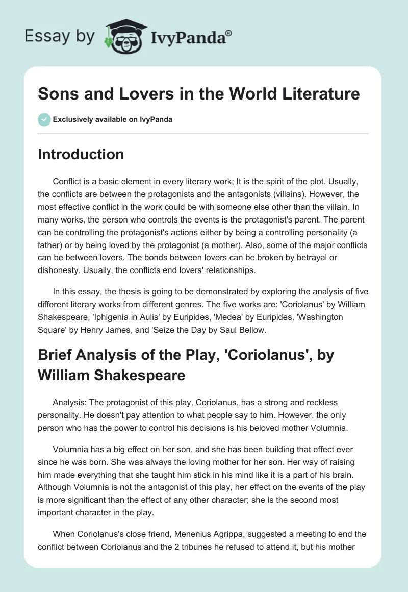Sons and Lovers in the World Literature. Page 1