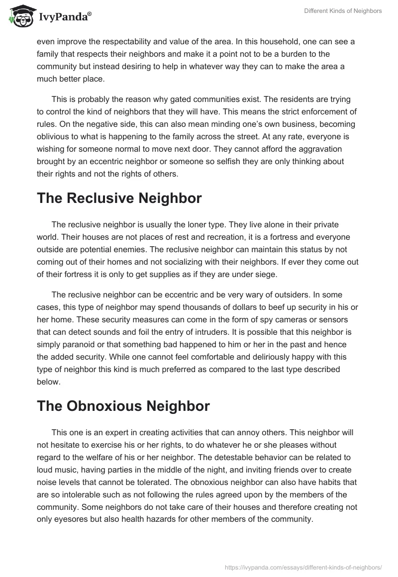 Different Kinds of Neighbors. Page 2