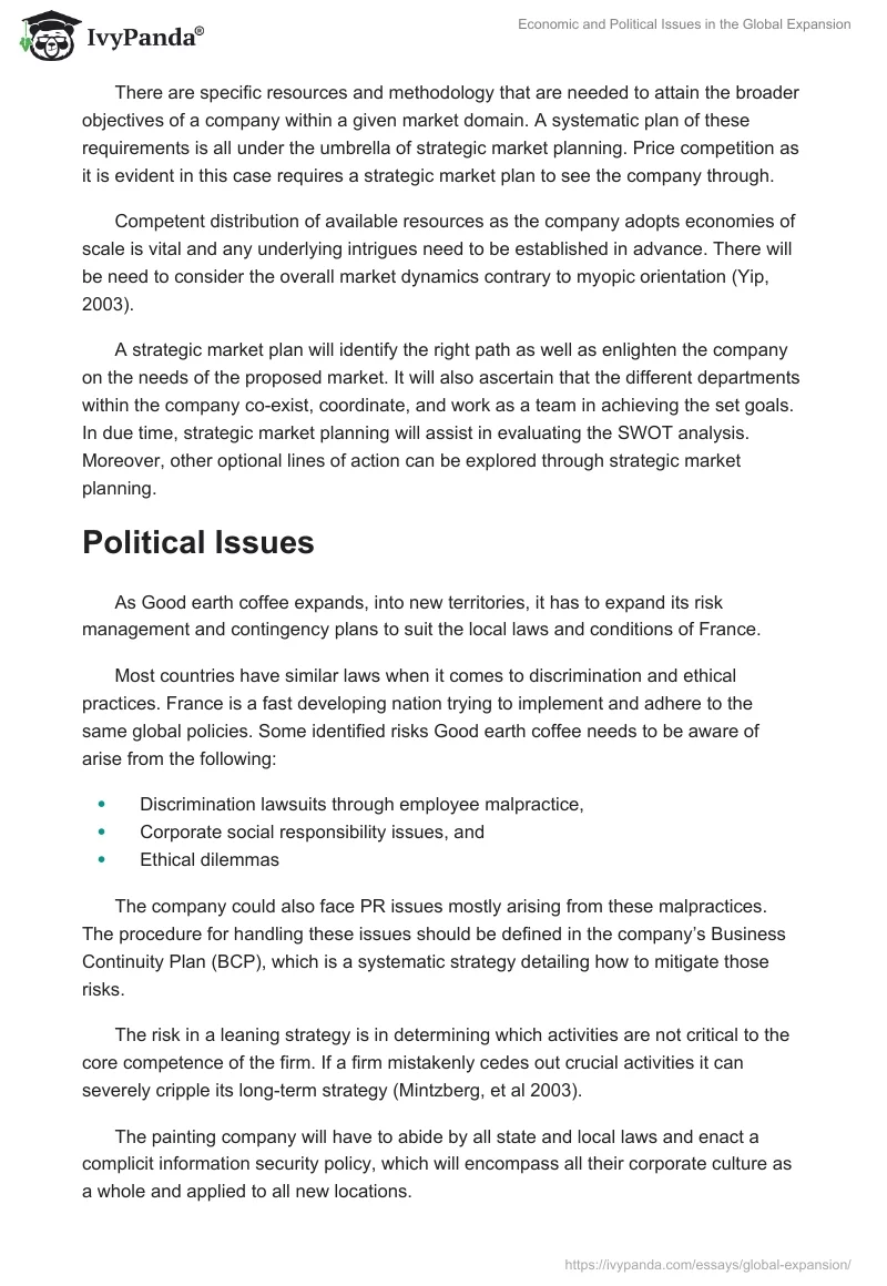 Economic and Political Issues in the Global Expansion. Page 2