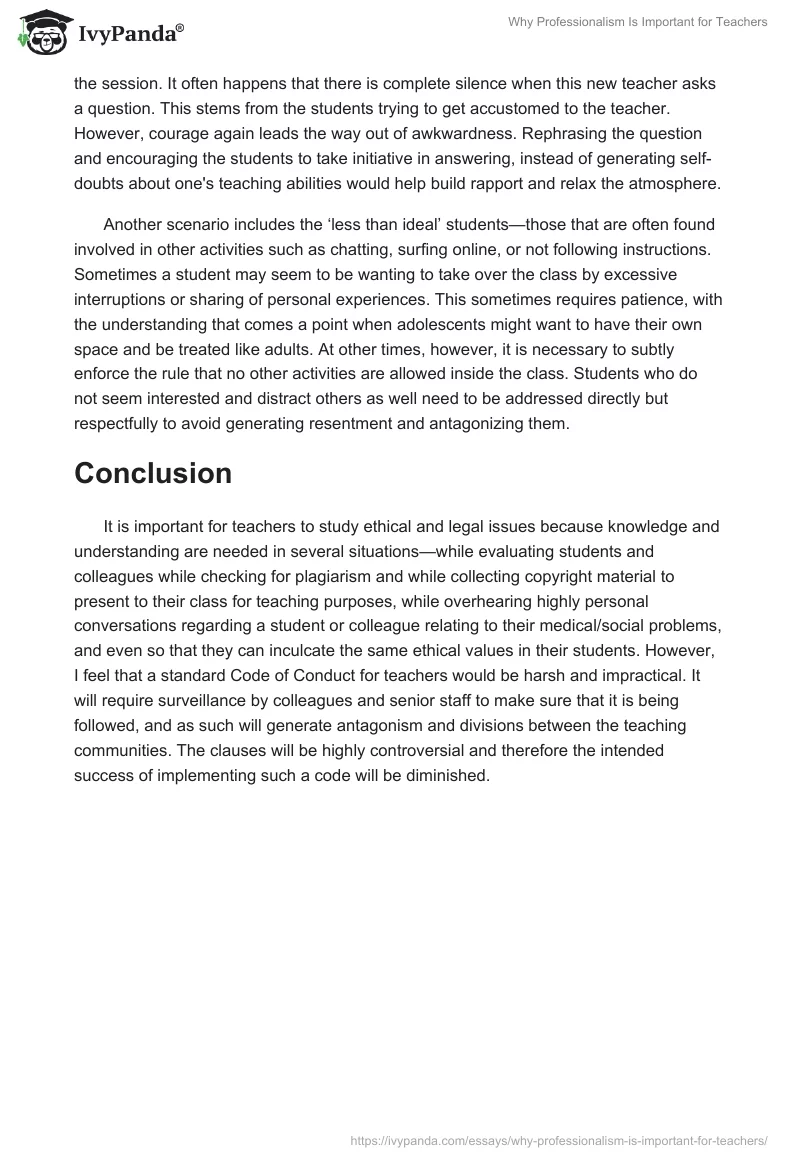 Why Professionalism Is Important for Teachers. Page 2