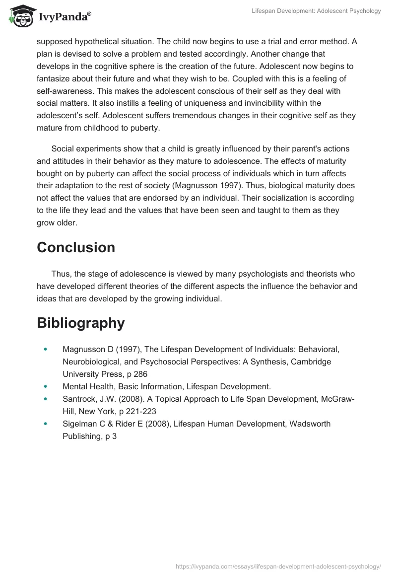 Lifespan Development: Adolescent Psychology. Page 2