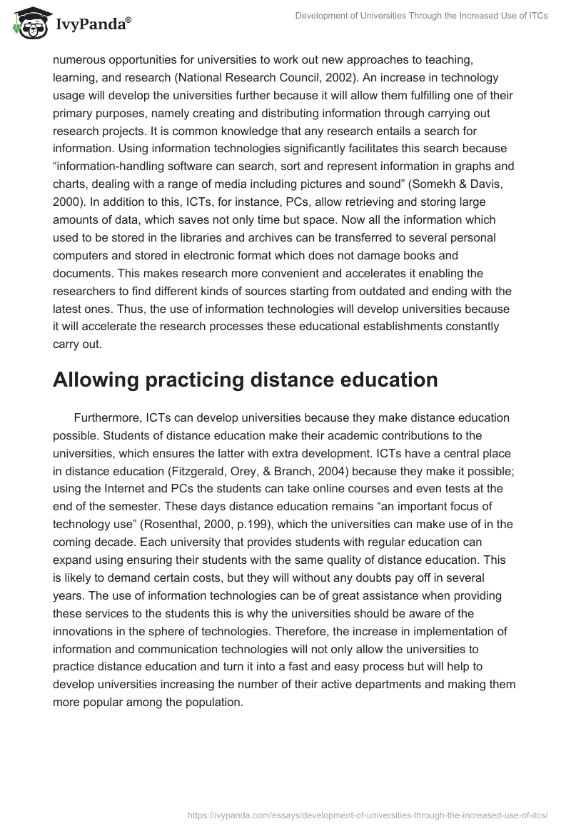 Development of Universities Through the Increased Use of ITCs. Page 2