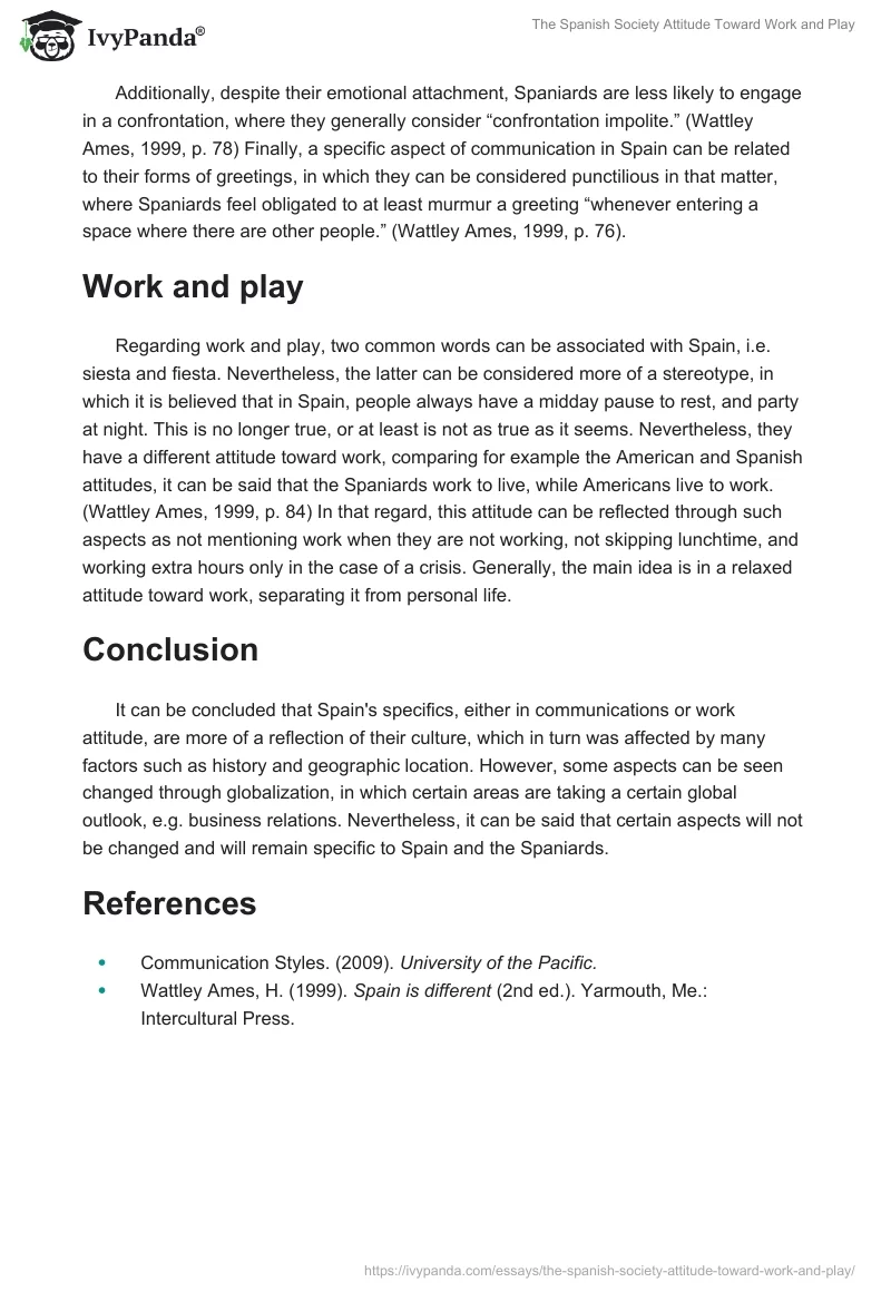 The Spanish Society Attitude Toward Work and Play. Page 2