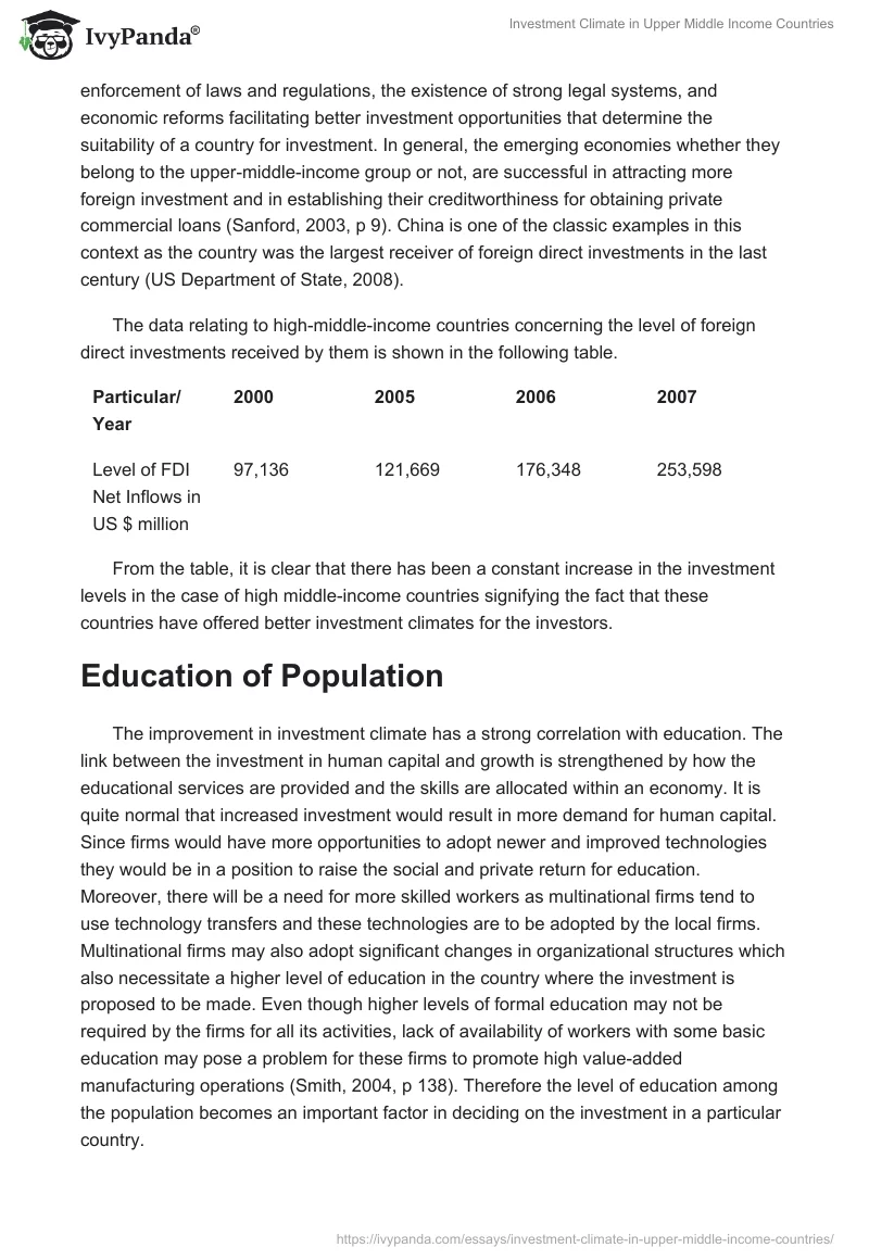 Investment Climate in Upper Middle Income Countries. Page 3