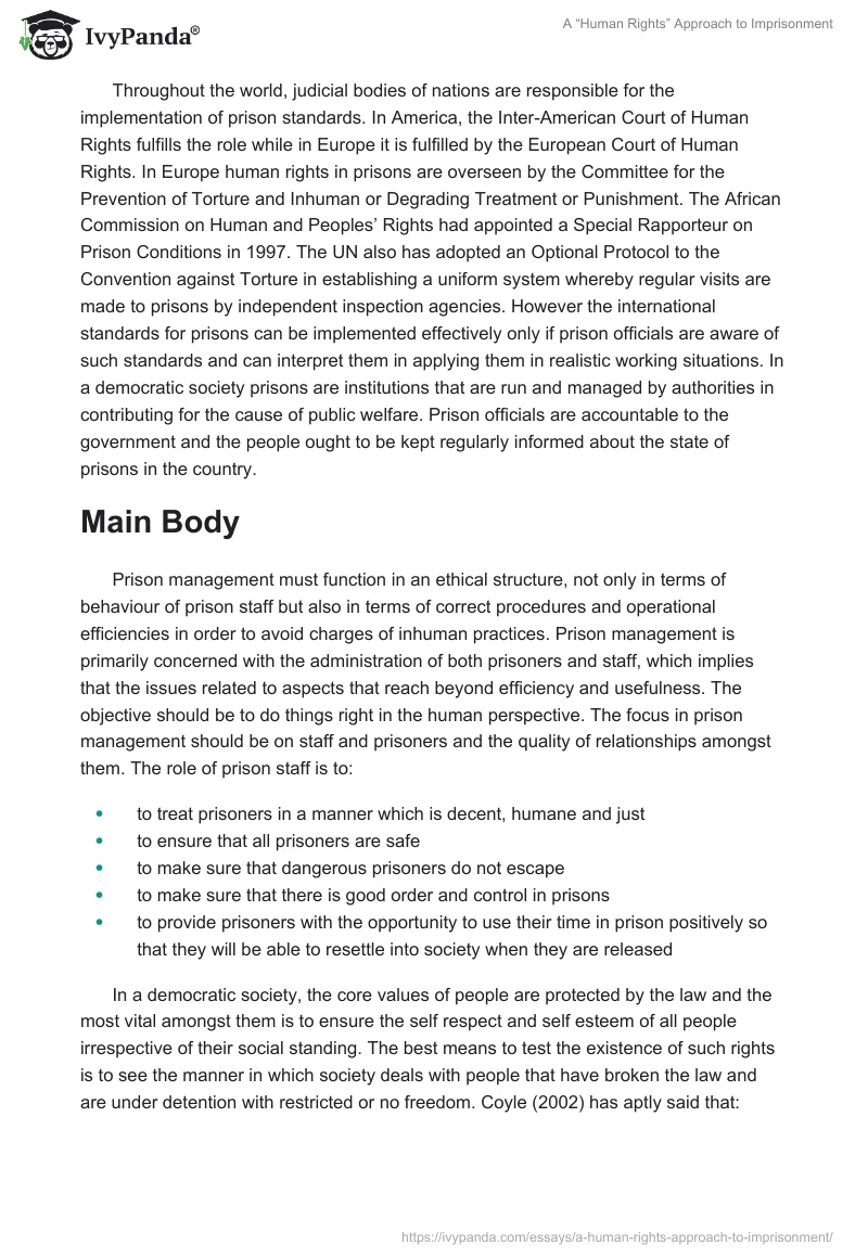 A “Human Rights” Approach to Imprisonment. Page 2
