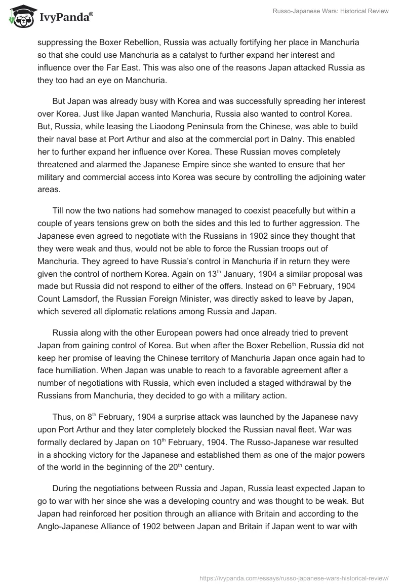 Russo-Japanese Wars: Historical Review. Page 4
