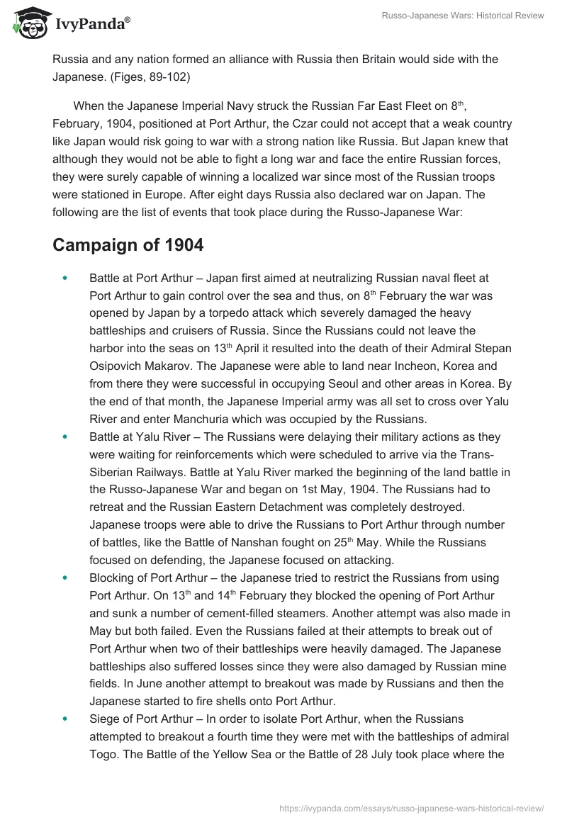 Russo-Japanese Wars: Historical Review. Page 5