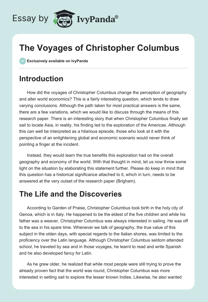 The Voyages of Christopher Columbus. Page 1