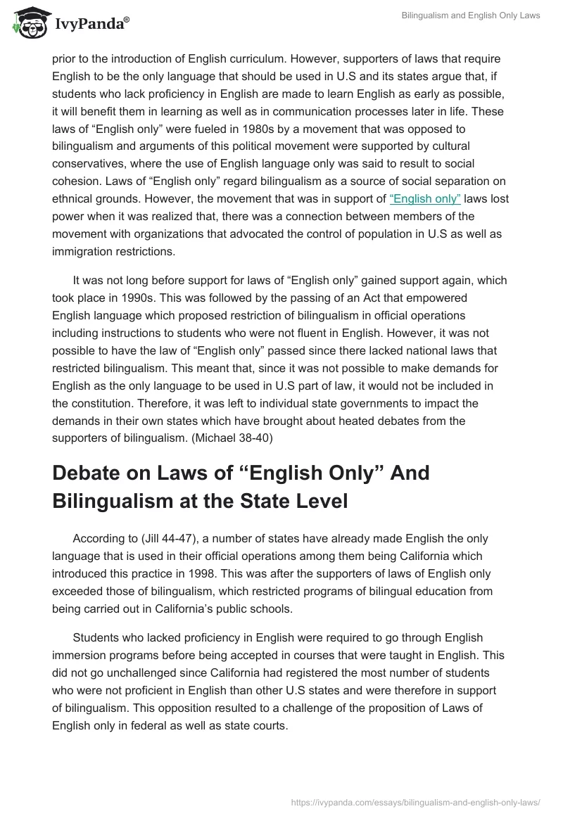 Bilingualism and English Only Laws. Page 2