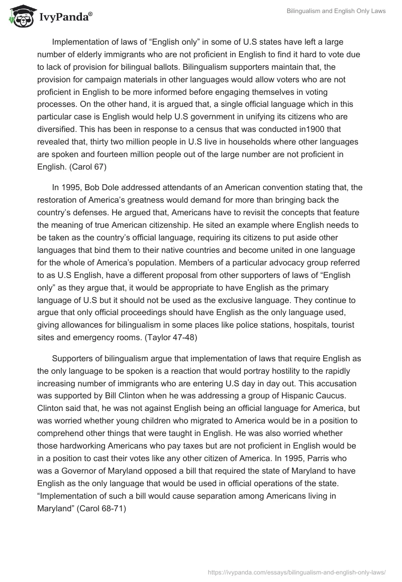 Bilingualism and English Only Laws. Page 3