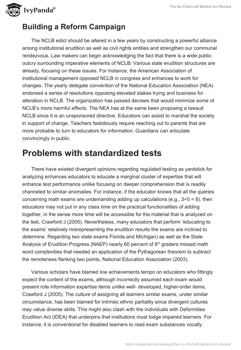 The No Child Left Behind Act Review. Page 4