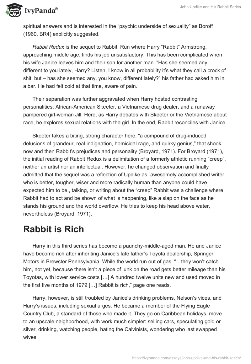 John Updike and His Rabbit Series. Page 2