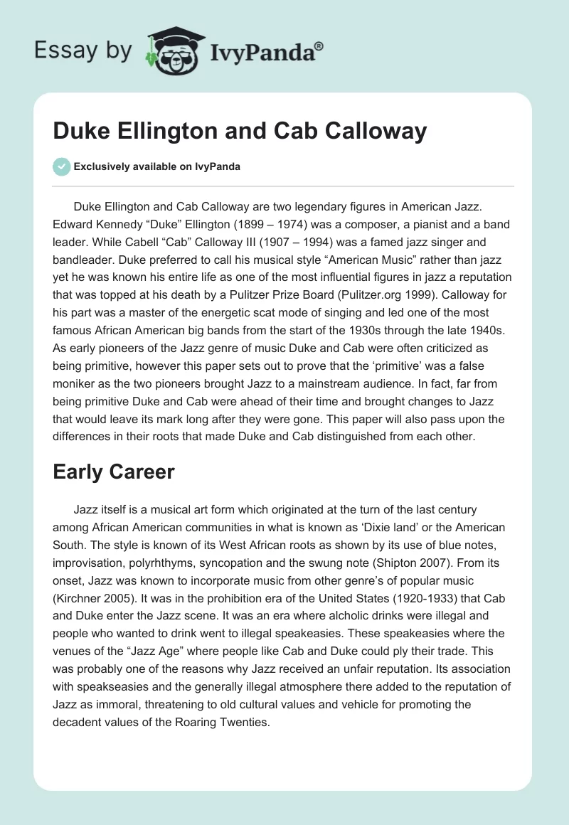 Duke Ellington and Cab Calloway. Page 1