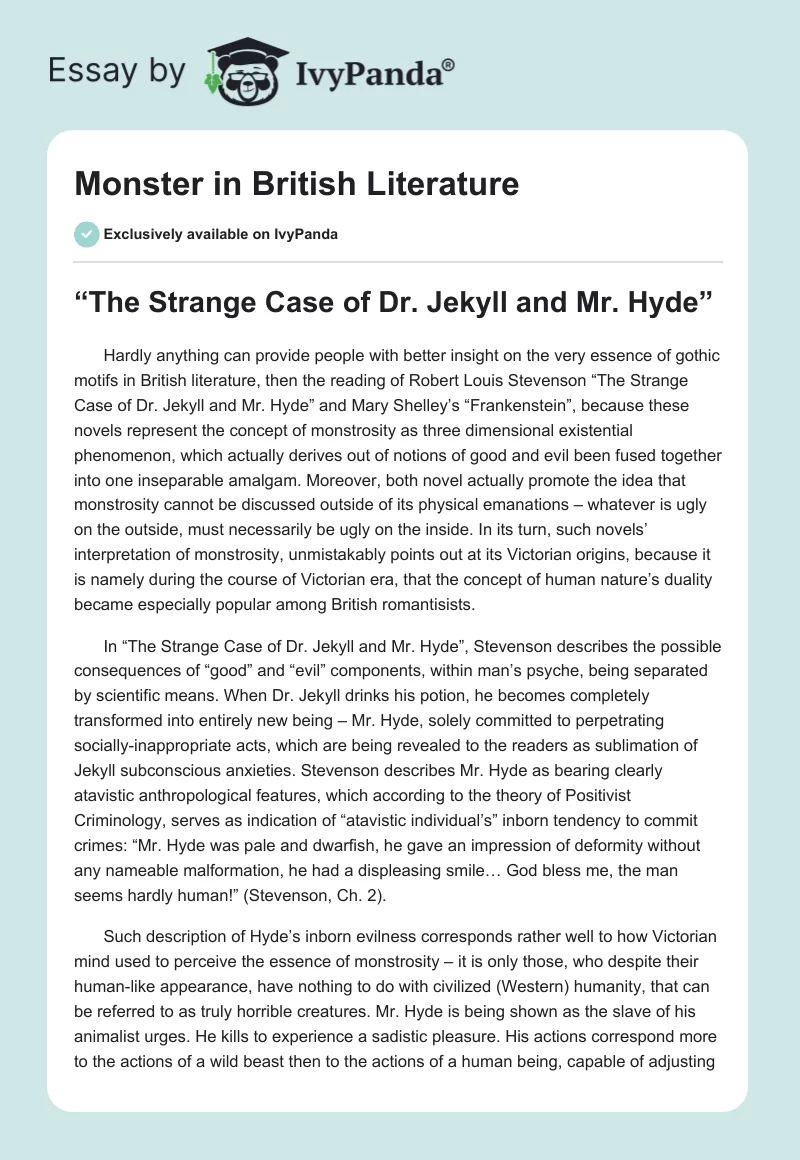Monster in British Literature. Page 1
