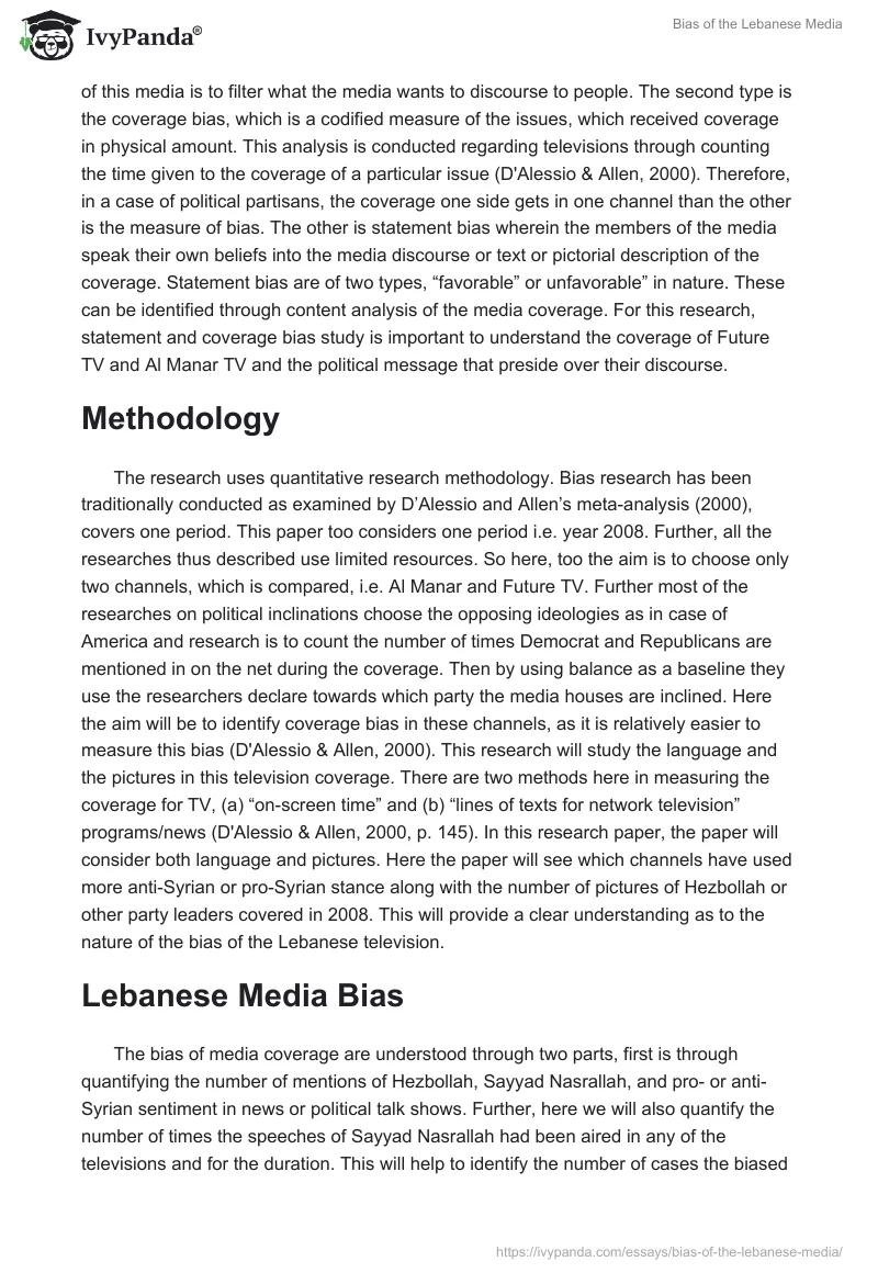 Bias of the Lebanese Media. Page 2