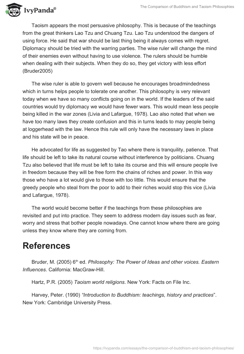 The Comparison of Buddhism and Taoism Philosophies. Page 2
