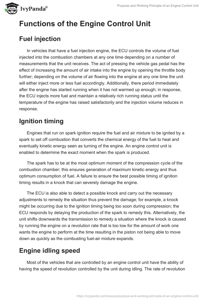 Purpose and Working Principle of an Engine Control Unit. Page 4