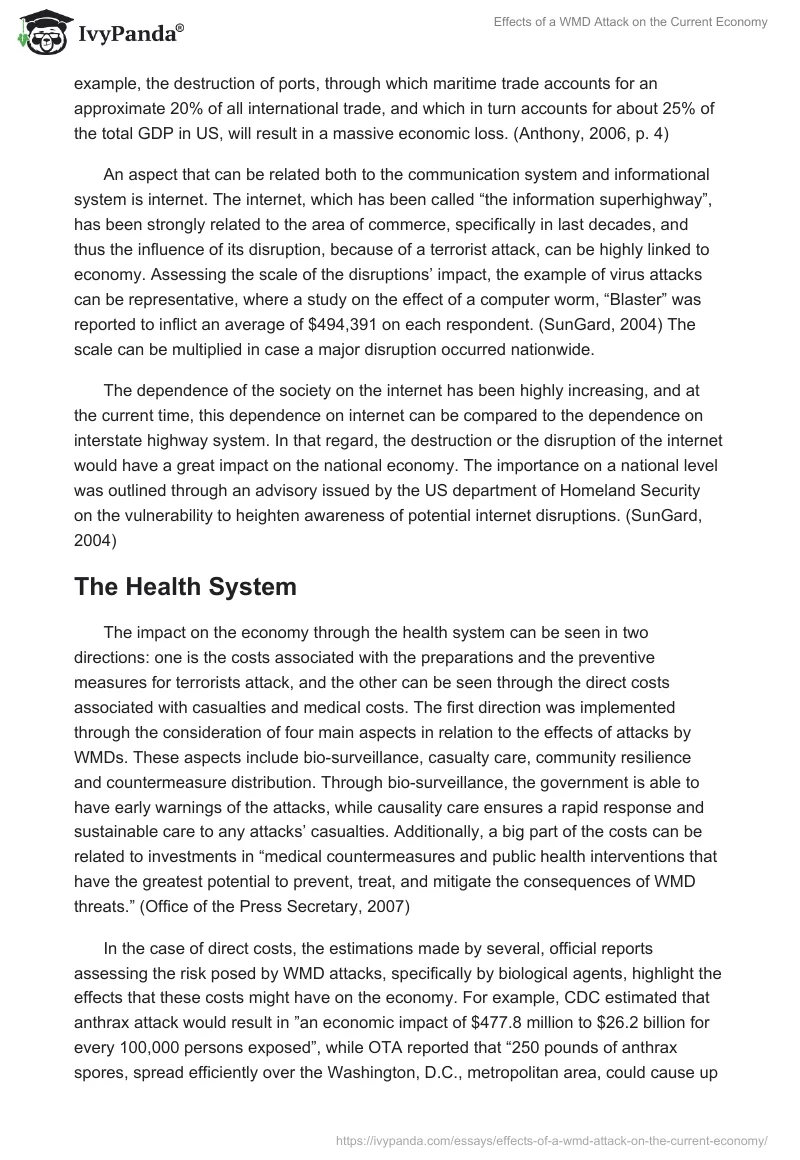 Effects of a WMD Attack on the Current Economy. Page 3