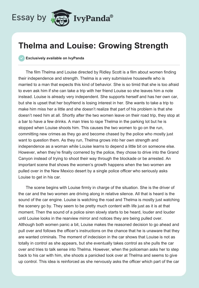 Thelma and Louise: Growing Strength. Page 1