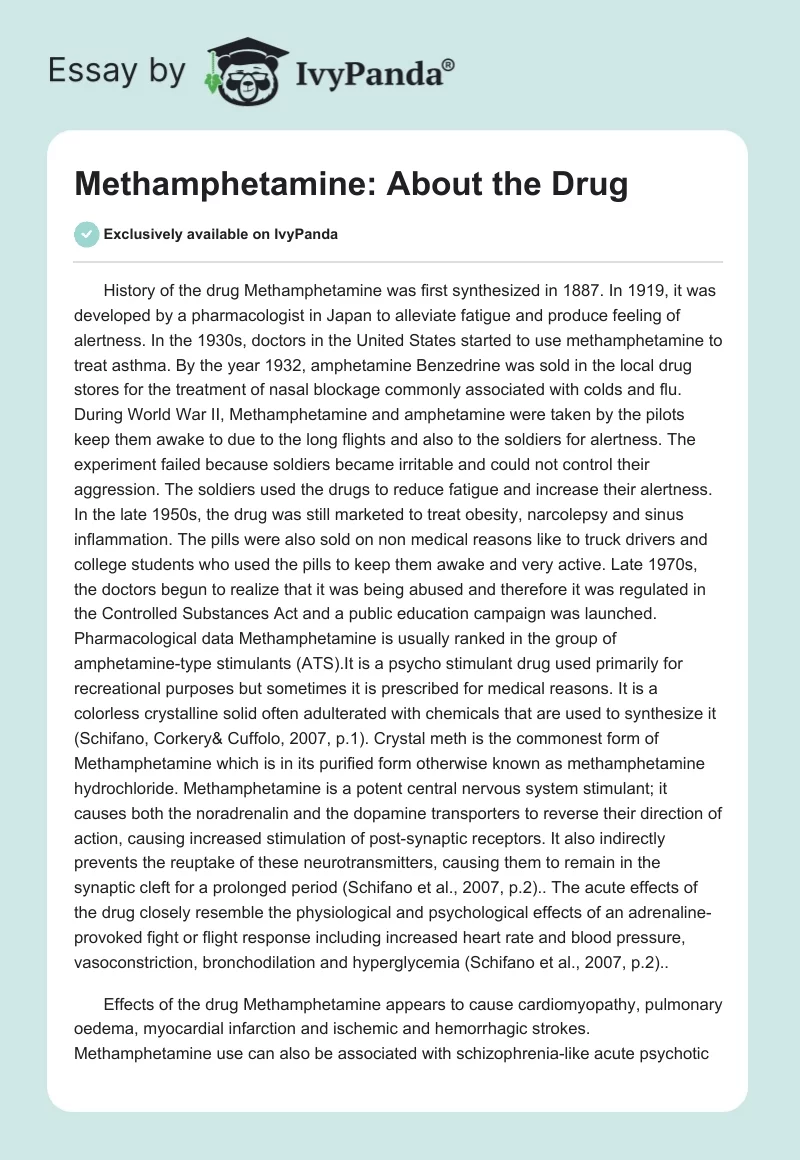 Methamphetamine: About the Drug. Page 1