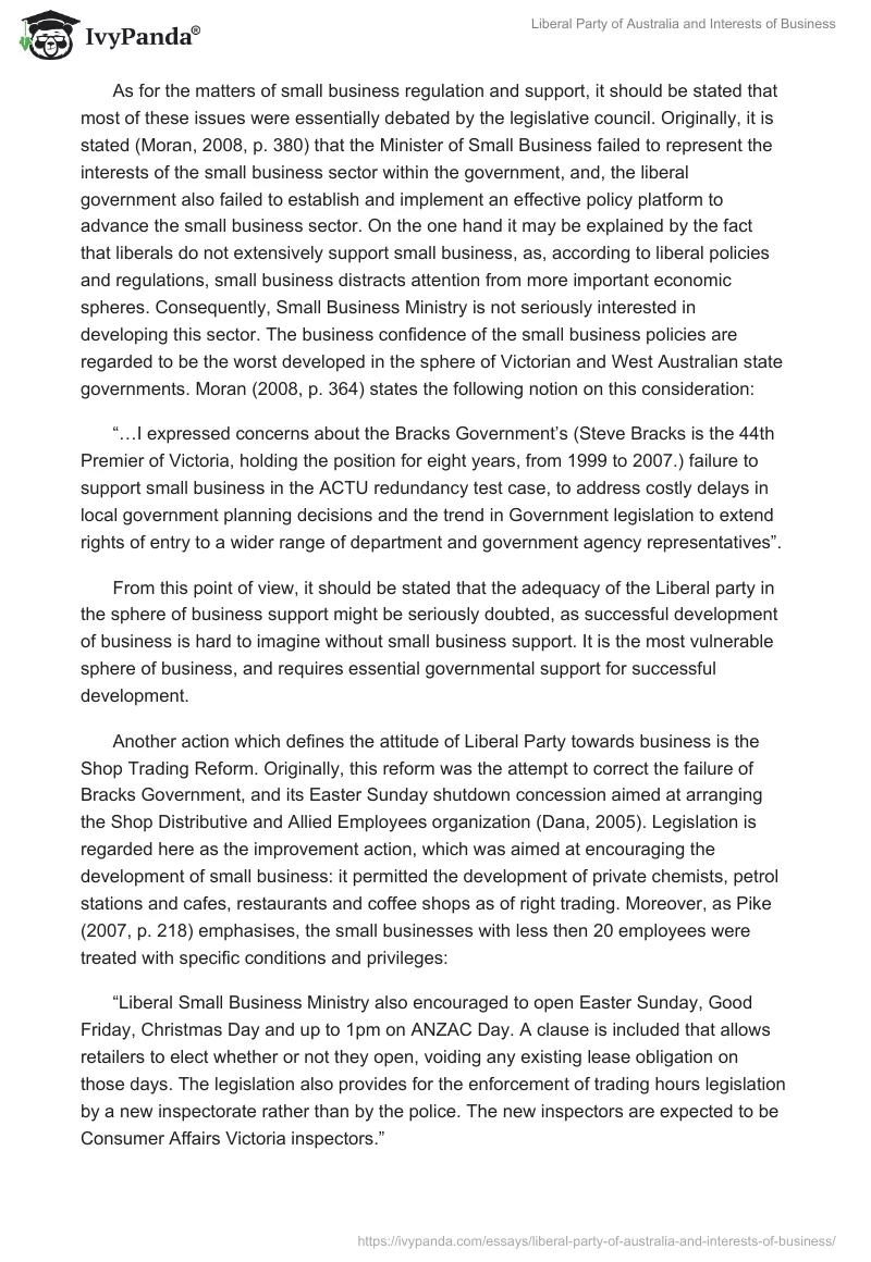 Liberal Party of Australia and Interests of Business. Page 2