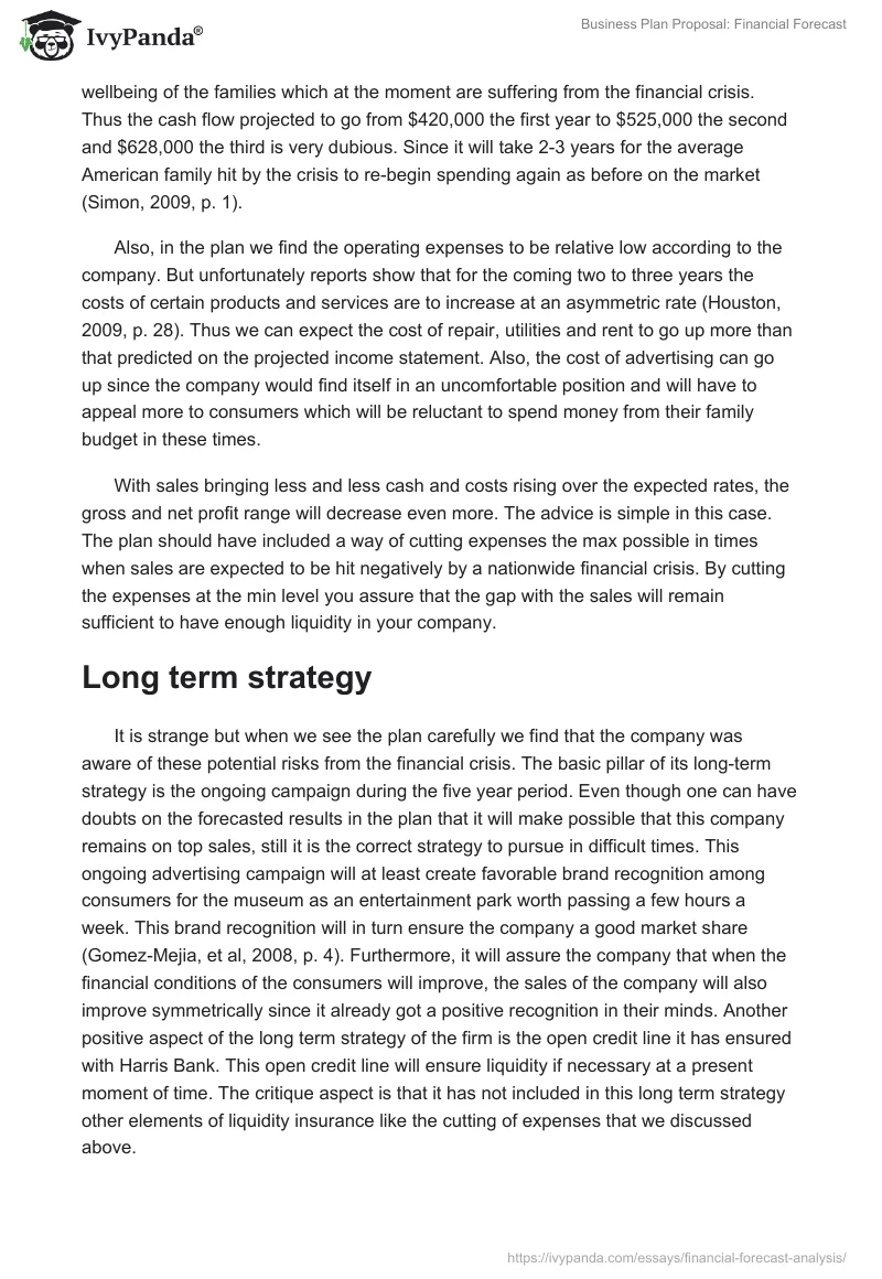 Business Plan Proposal: Financial Forecast. Page 2