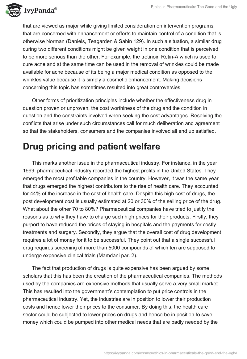 Ethics in Pharmaceuticals: The Good and the Ugly. Page 3