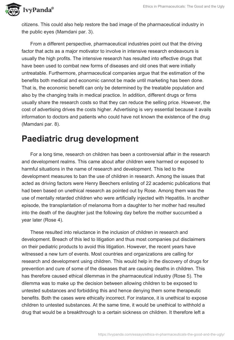 Ethics in Pharmaceuticals: The Good and the Ugly. Page 4