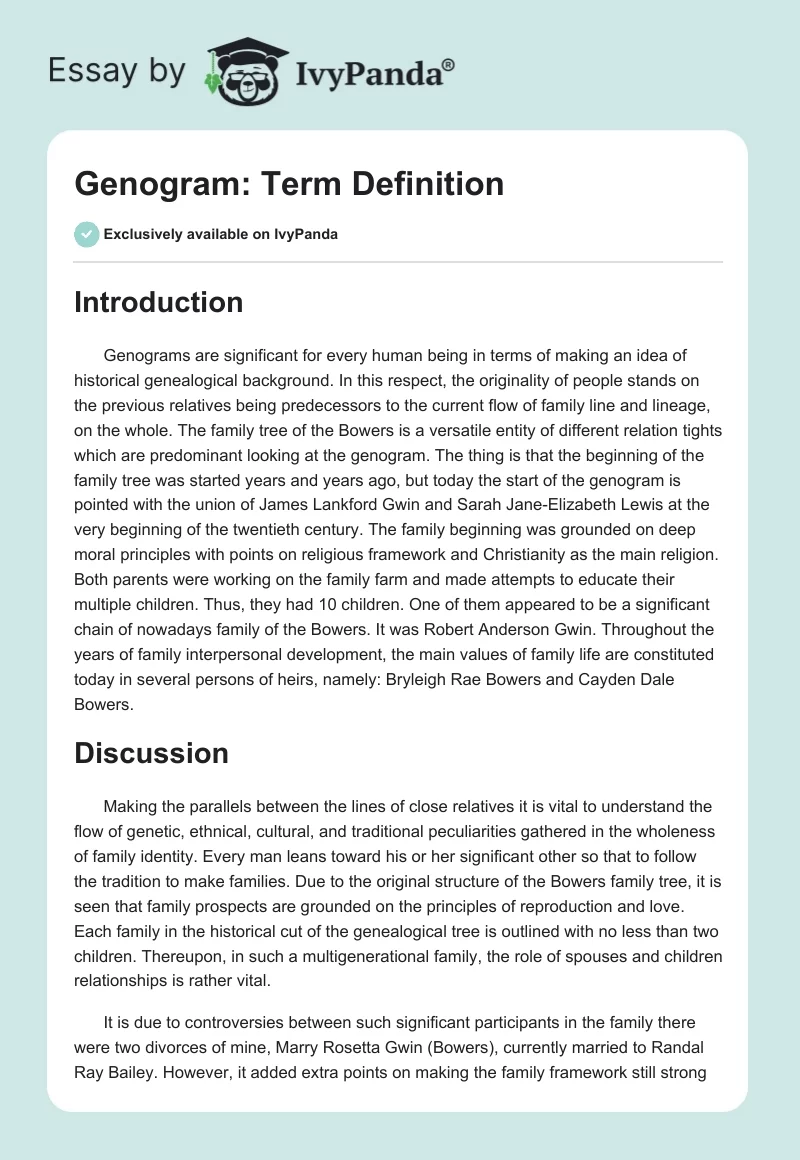 Genogram: Term Definition. Page 1