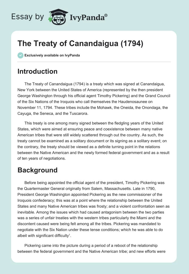 The Treaty of Canandaigua (1794). Page 1
